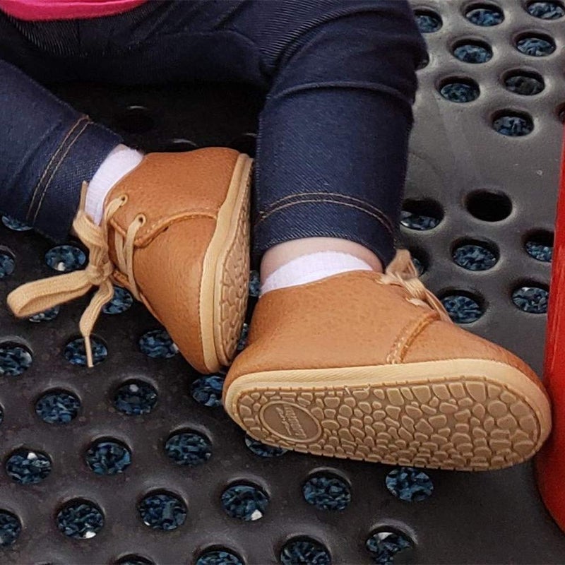 HsdsBebe Baby Boys Girls Oxford Shoes PU Leather Soft Rubber Sole Sneakers Anti-Slip Toddler Ankle Boots Infant Walking Shoes Moccasins(M1976 Brown,1) - Image 2